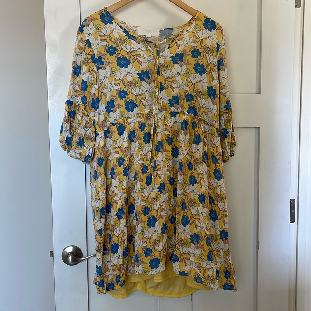 Yellow, blue, white, beige floral dress Superfoxx